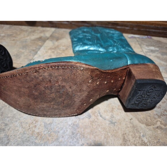 Circle G Corral Womens Boots Size 10M Snip Toe Western  Metallic Turquoise L5305 - Picture 6 of 12